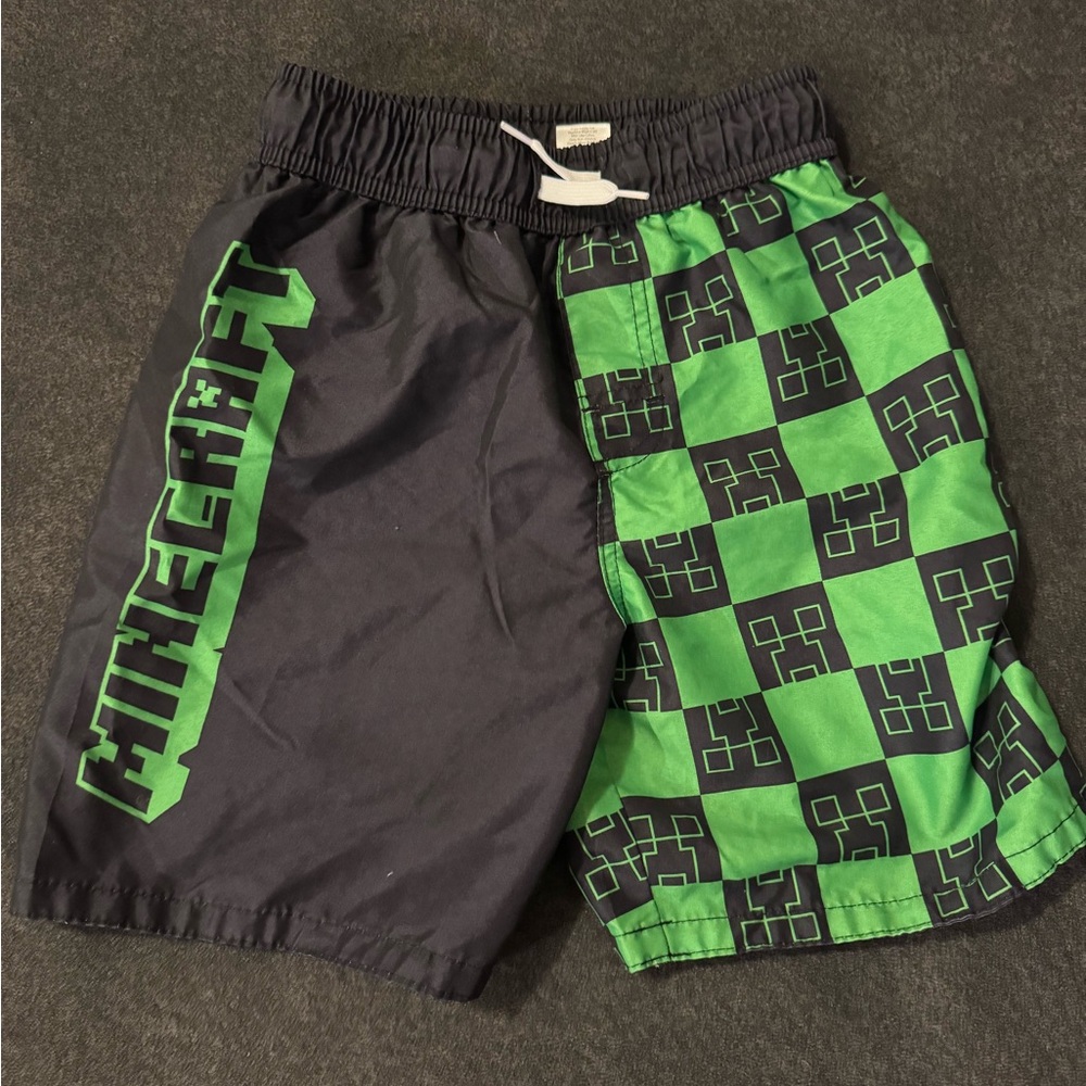 Minecraft Kids Swim Trunks in Black and Green